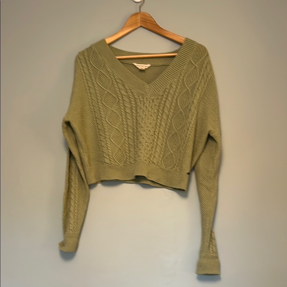 Aeropostale Olive V-Neck Sweater